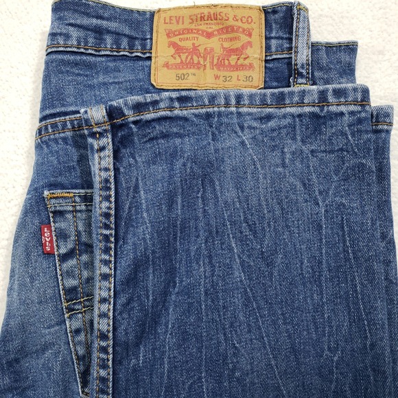 Levi's Other - Levi's 502 Jeans Mens 32x30 Blue Regular Taper Medium Wash Lightning Fade Denim